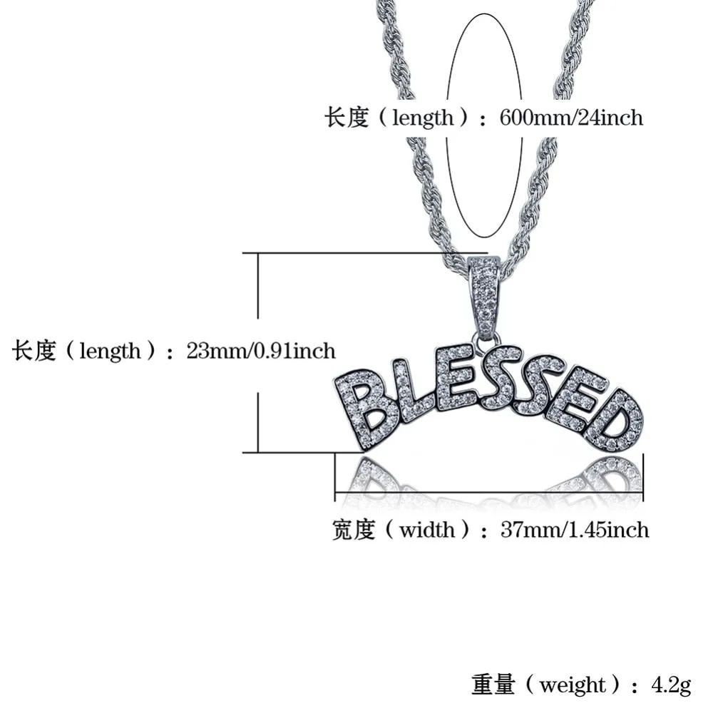 Bubble Letters BLESSED Pendant Necklace