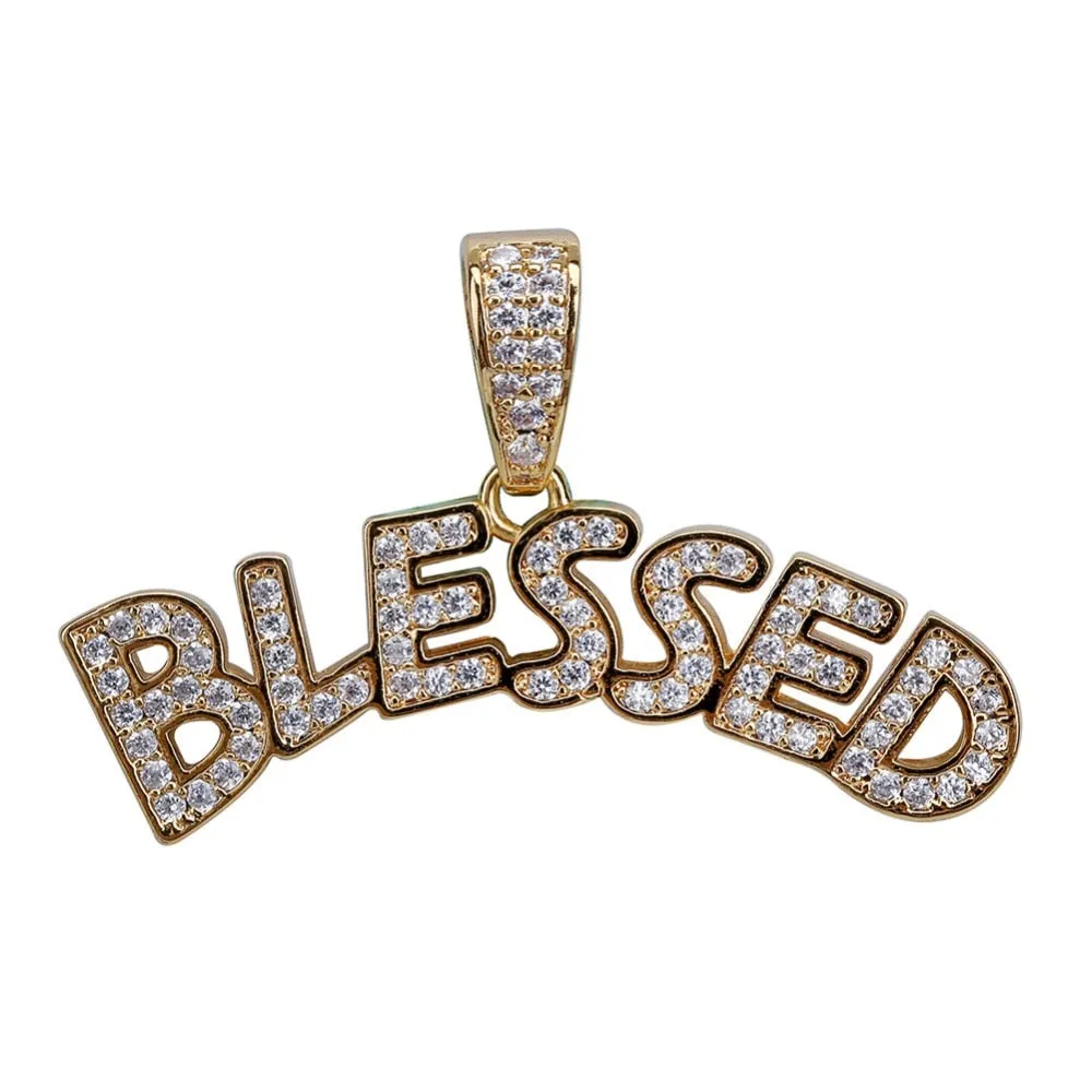Bubble Letters BLESSED Pendant Necklace