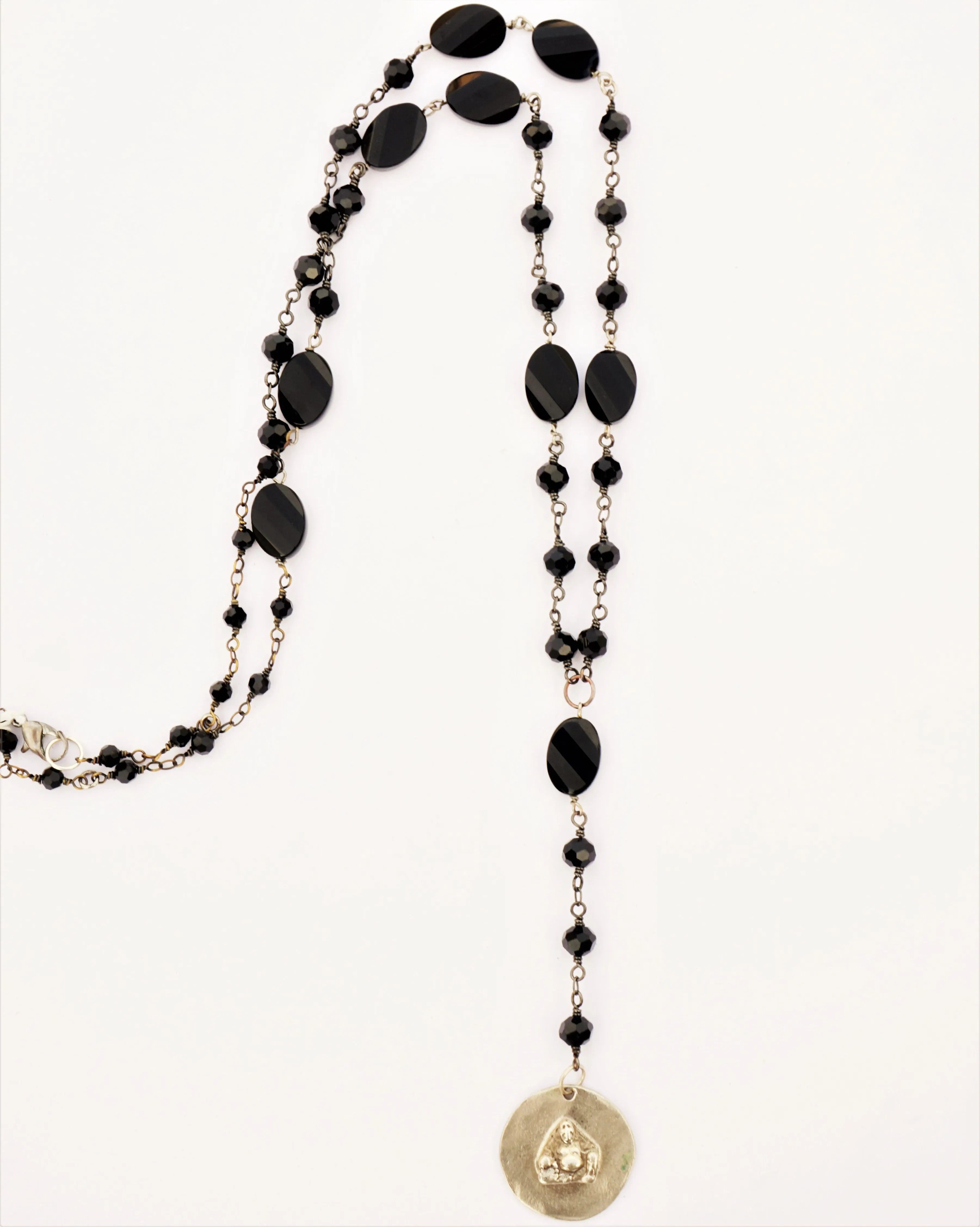 Buddha Medallion Rosary Style  Necklace