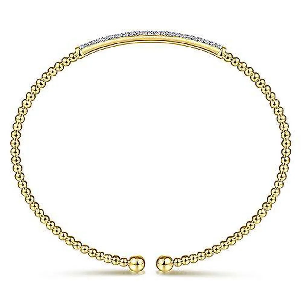 Bujukan Pave Diamond Bar Bracelet Yellow Gold