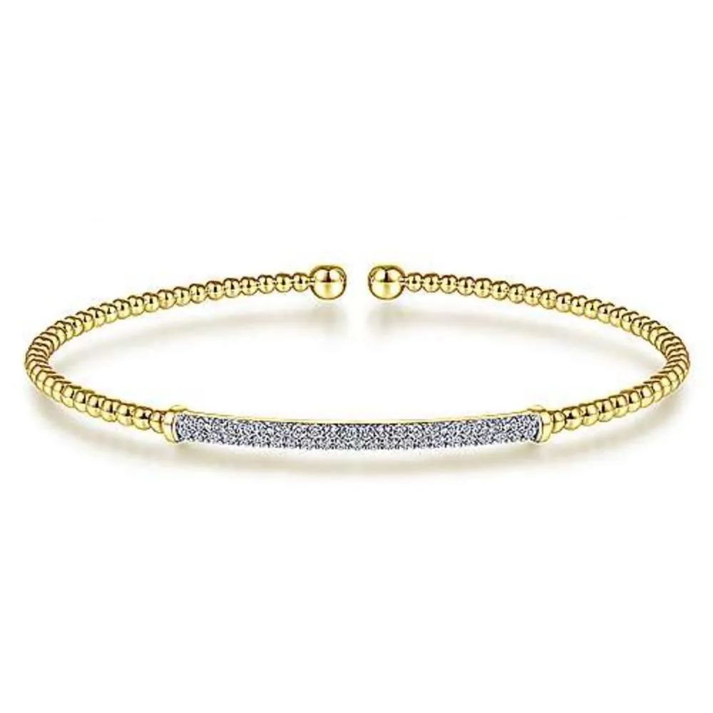 Bujukan Pave Diamond Bar Bracelet Yellow Gold