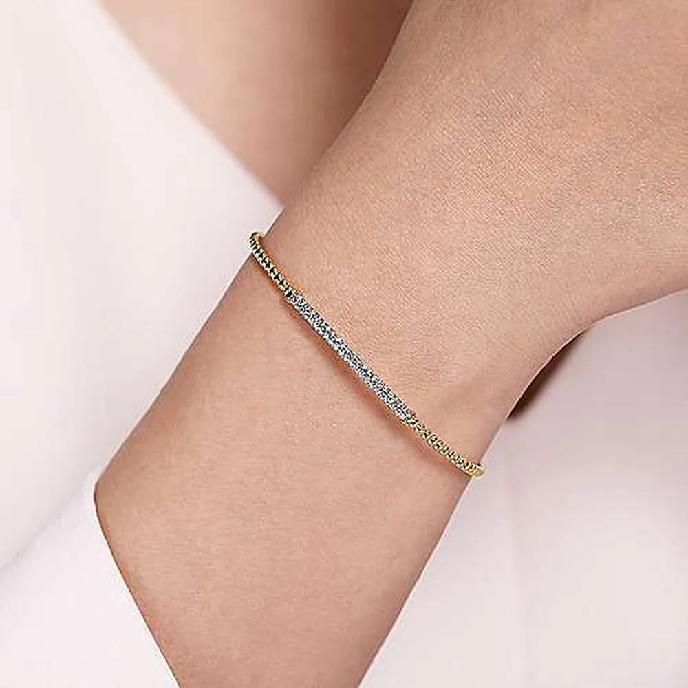 Bujukan Pave Diamond Bar Bracelet Yellow Gold