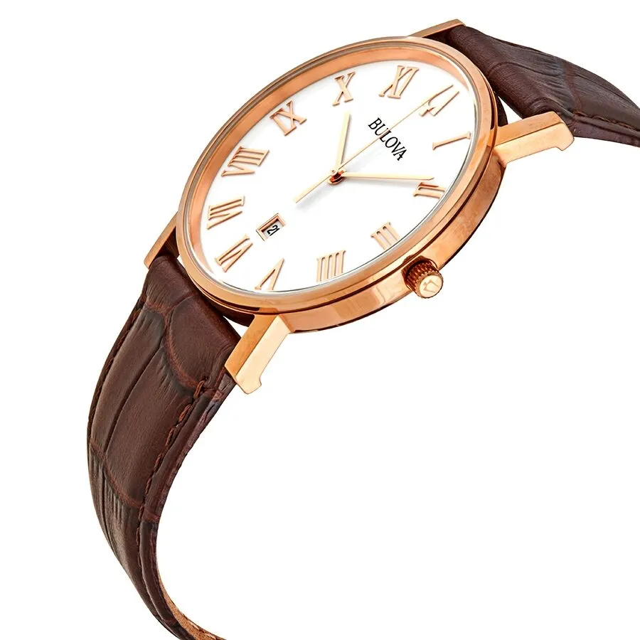 Bulova American Clipper Quartz White Dial Men's Watch 97B184