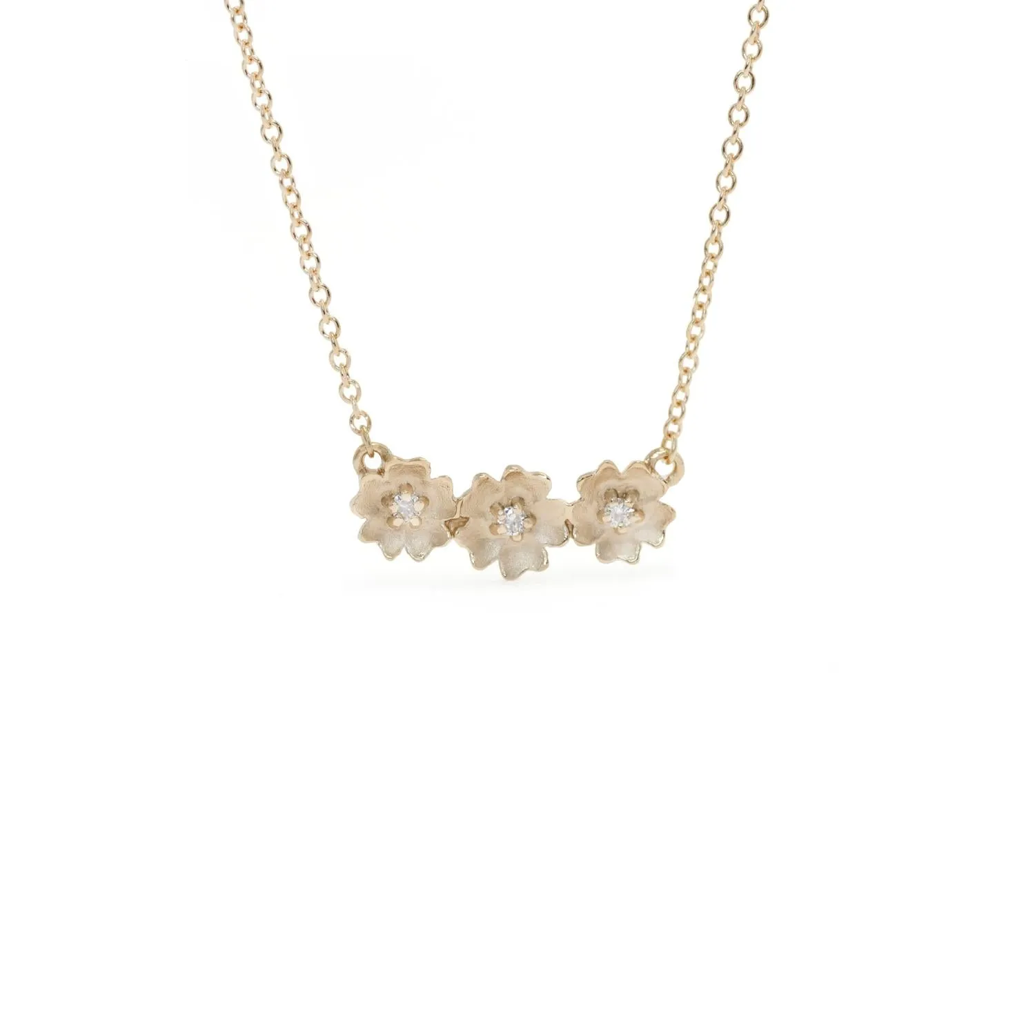 Buttercup Diamond 3 Flower Bar Necklace