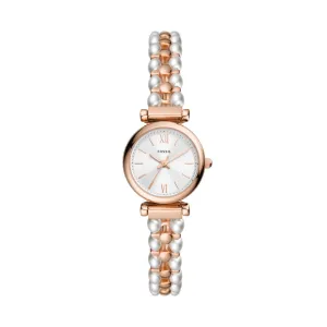 Carlie Three-Hand Two-Tone Stainless Steel and Glass Pearl Watch
