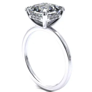 Carmeli Asscher Moissanite 4 Claw Prong Micro Pave Diamond Rail Engagement Ring