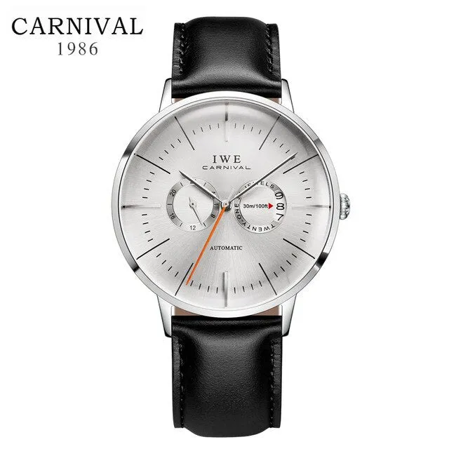 Carnival Fashion Watch Men Automatic Mechanical Wristwatches 30M Waterproof Mens Clock relogio masculino