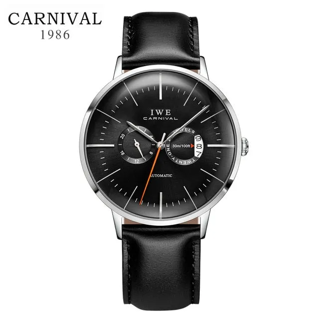 Carnival Fashion Watch Men Automatic Mechanical Wristwatches 30M Waterproof Mens Clock relogio masculino
