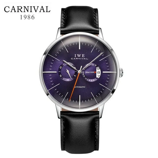 Carnival Fashion Watch Men Automatic Mechanical Wristwatches 30M Waterproof Mens Clock relogio masculino