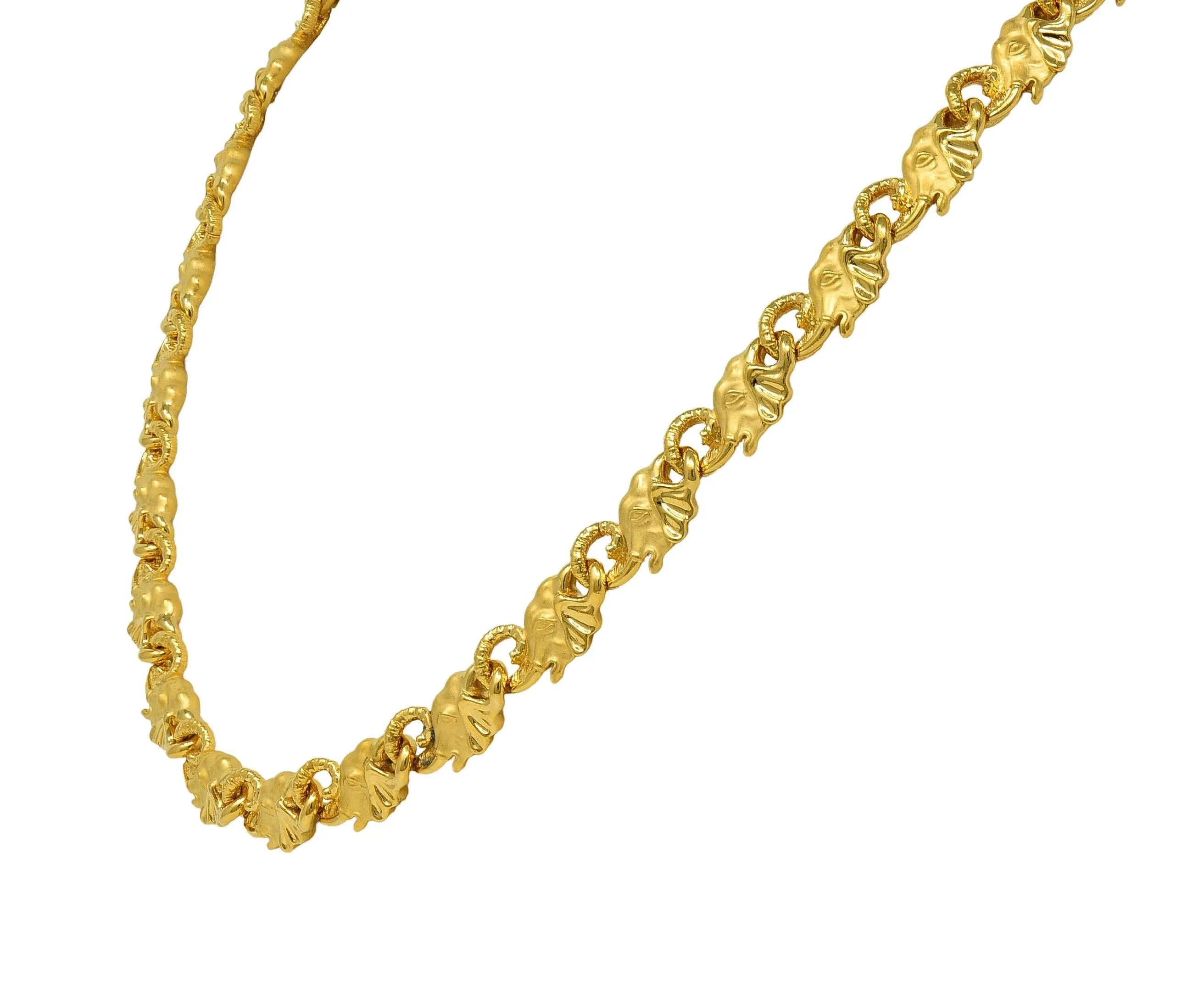Carrera y Carrera 18 Karat Yellow Gold Elephant Animal Link Necklace
