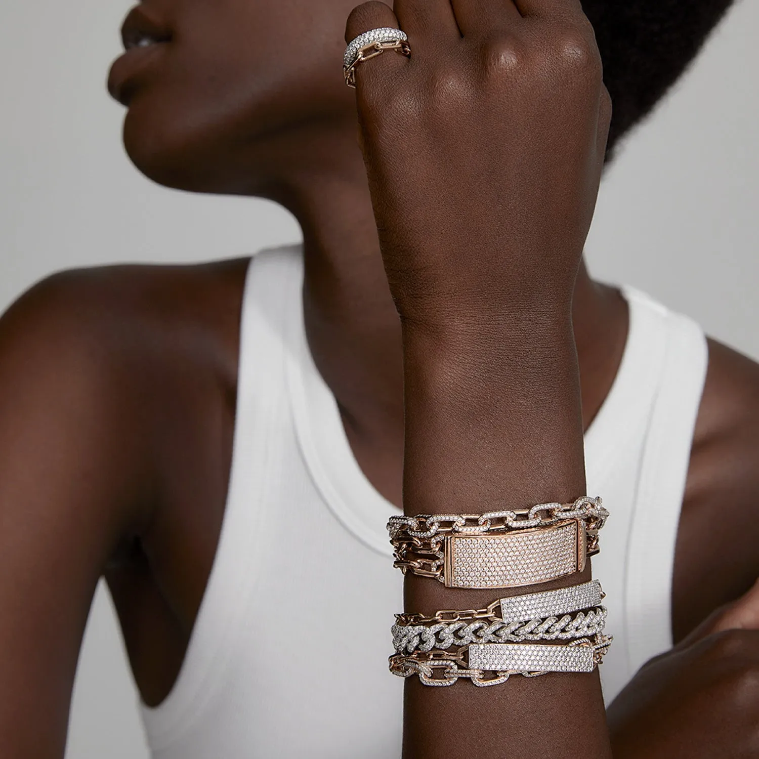 CARRINGTON 18K GOLD & ALL DIAMOND ID BAR BRACELET