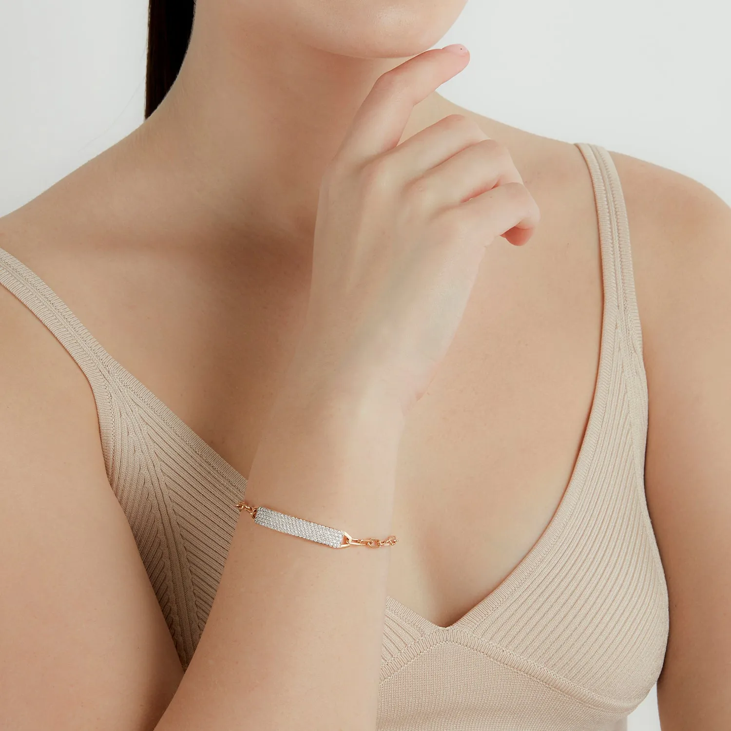 CARRINGTON 18K GOLD & ALL DIAMOND ID BAR BRACELET