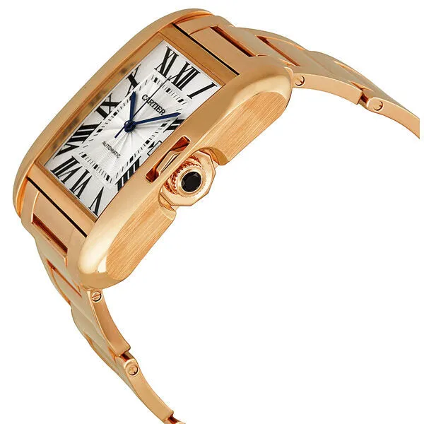 Cartier Tank Anglaise Silver Dial 18k Rose Gold Men's Watch W5310002