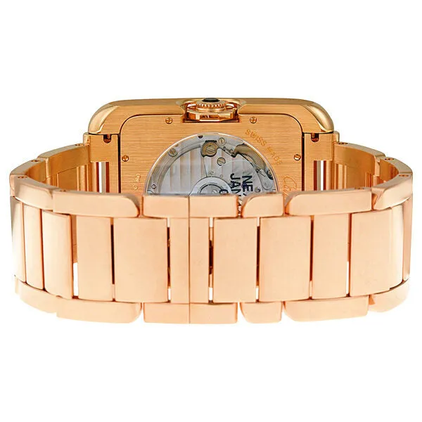 Cartier Tank Anglaise Silver Dial 18k Rose Gold Men's Watch W5310002