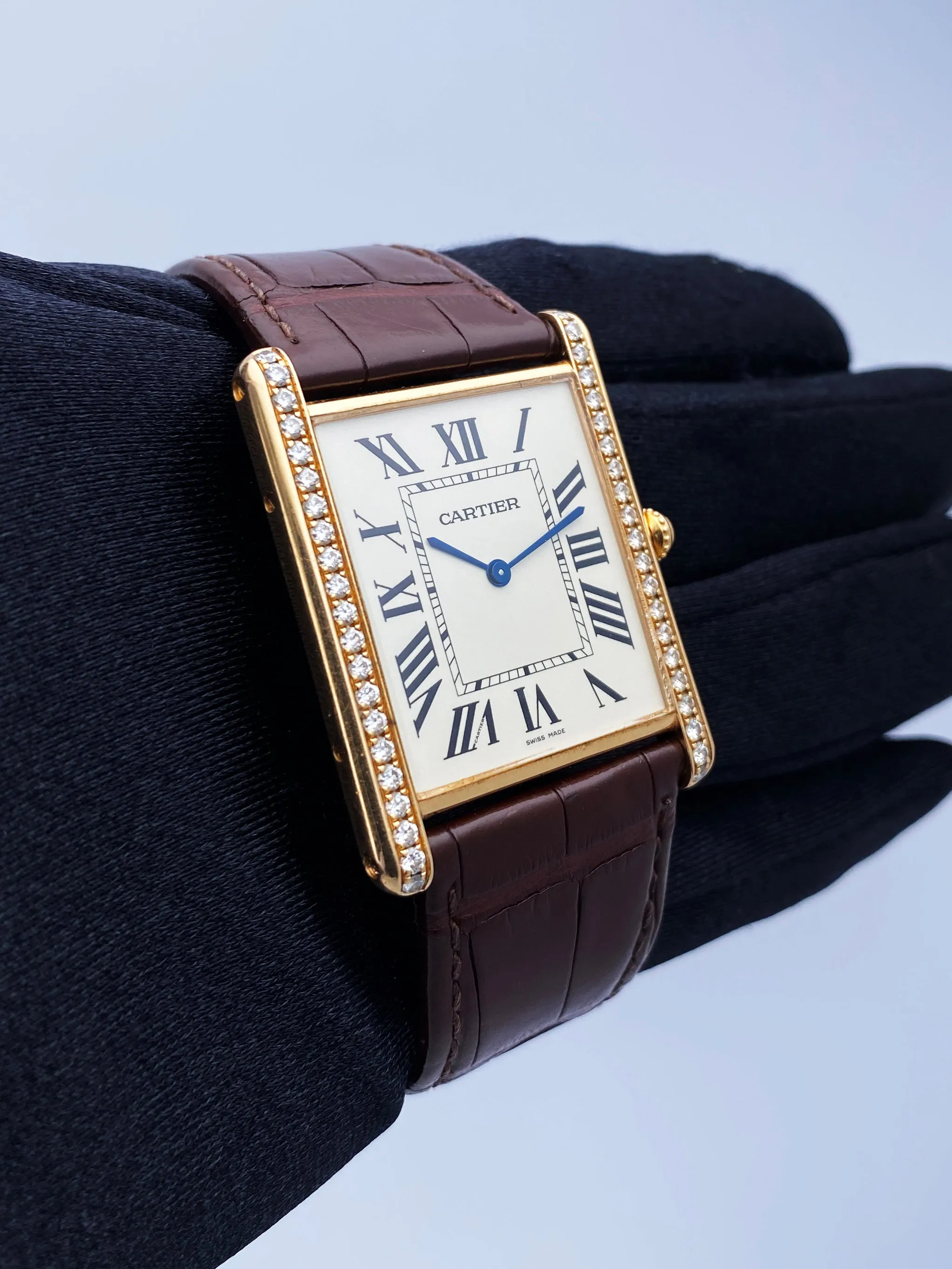 Cartier Tank Louis XL WT200005 Diamond 18K Rose Gold Mens Watch