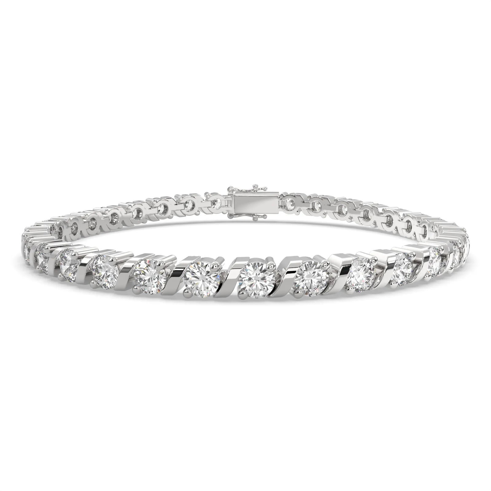 Cassiopeia Round Cut Diamond Tennis Bracelet S-Link (6 ctw)
