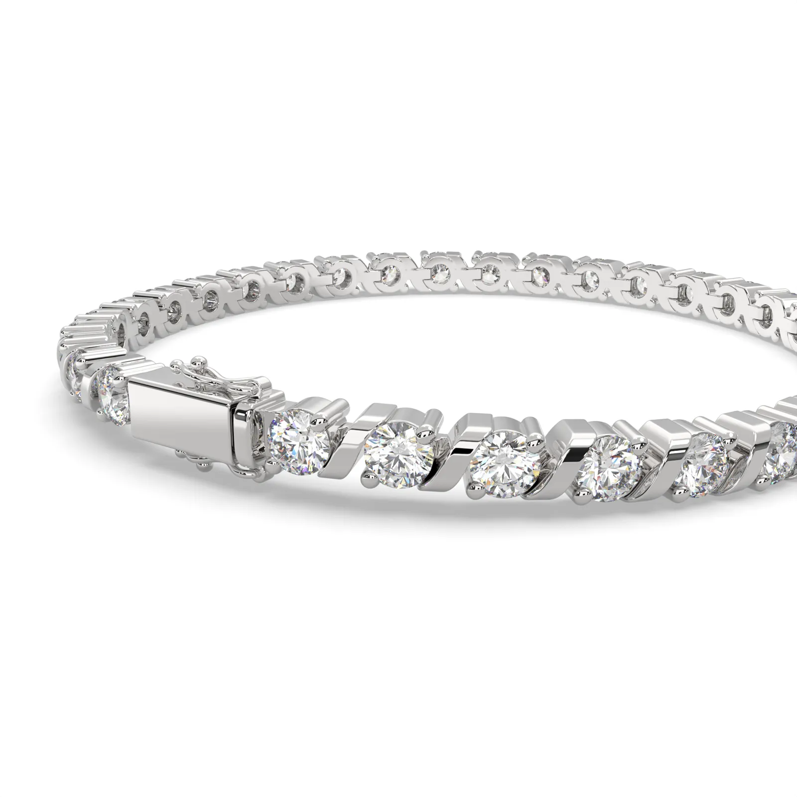 Cassiopeia Round Cut Diamond Tennis Bracelet S-Link (6 ctw)
