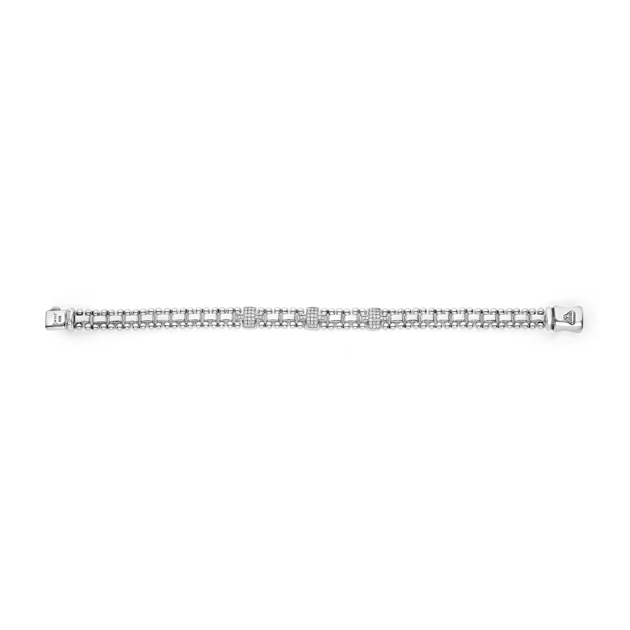 Caviar Spark Three Station Diamond Link Bracelet