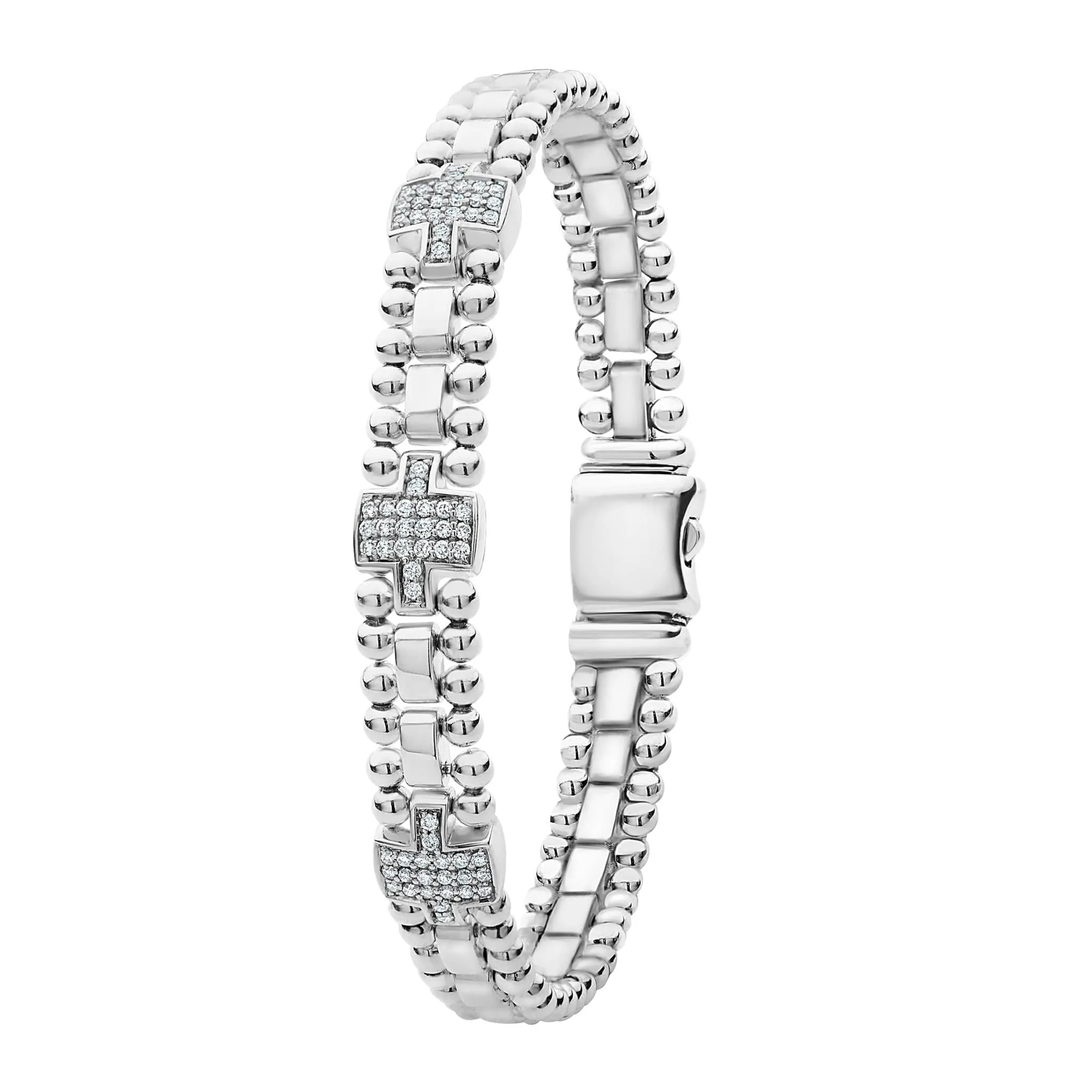 Caviar Spark Three Station Diamond Link Bracelet