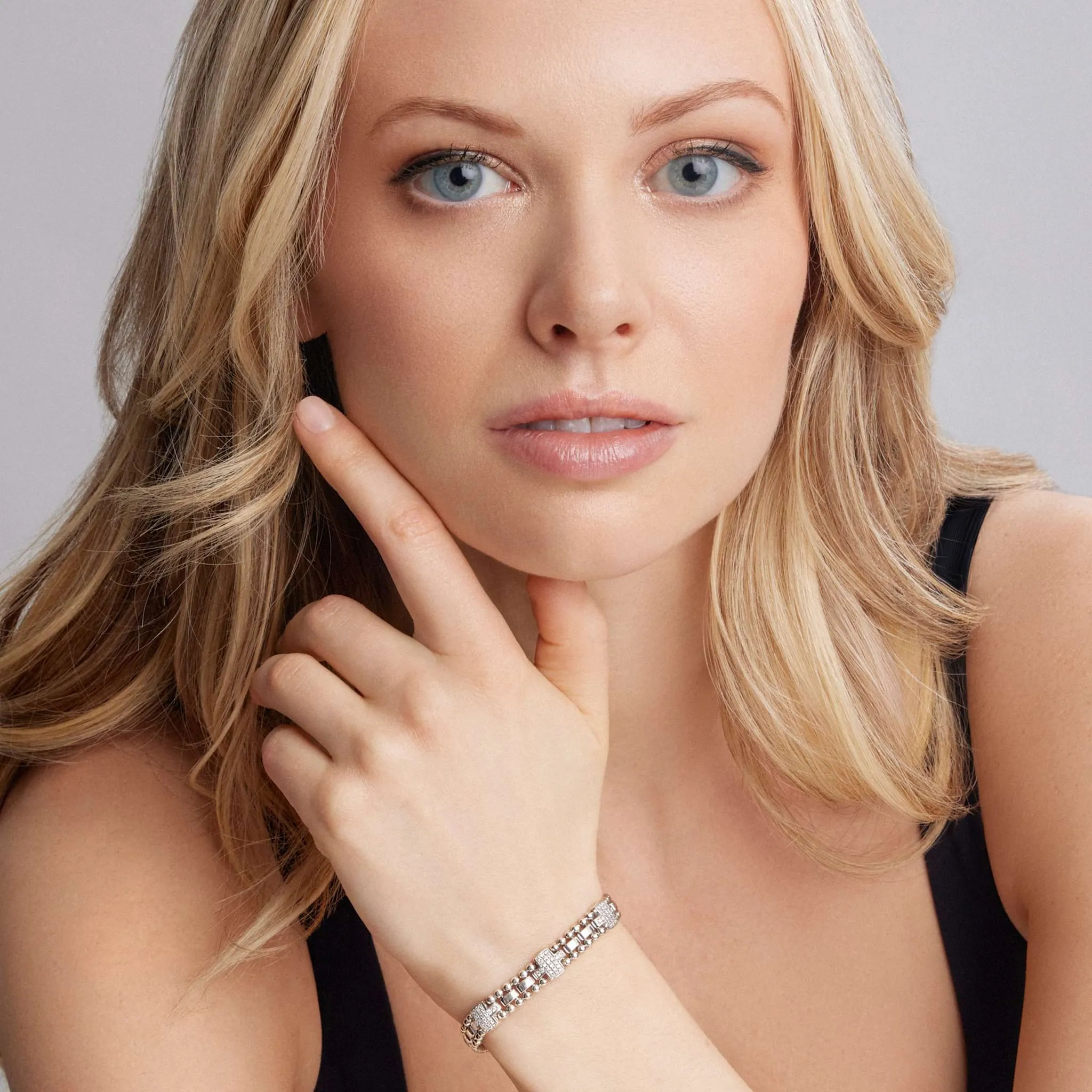 Caviar Spark Three Station Diamond Link Bracelet
