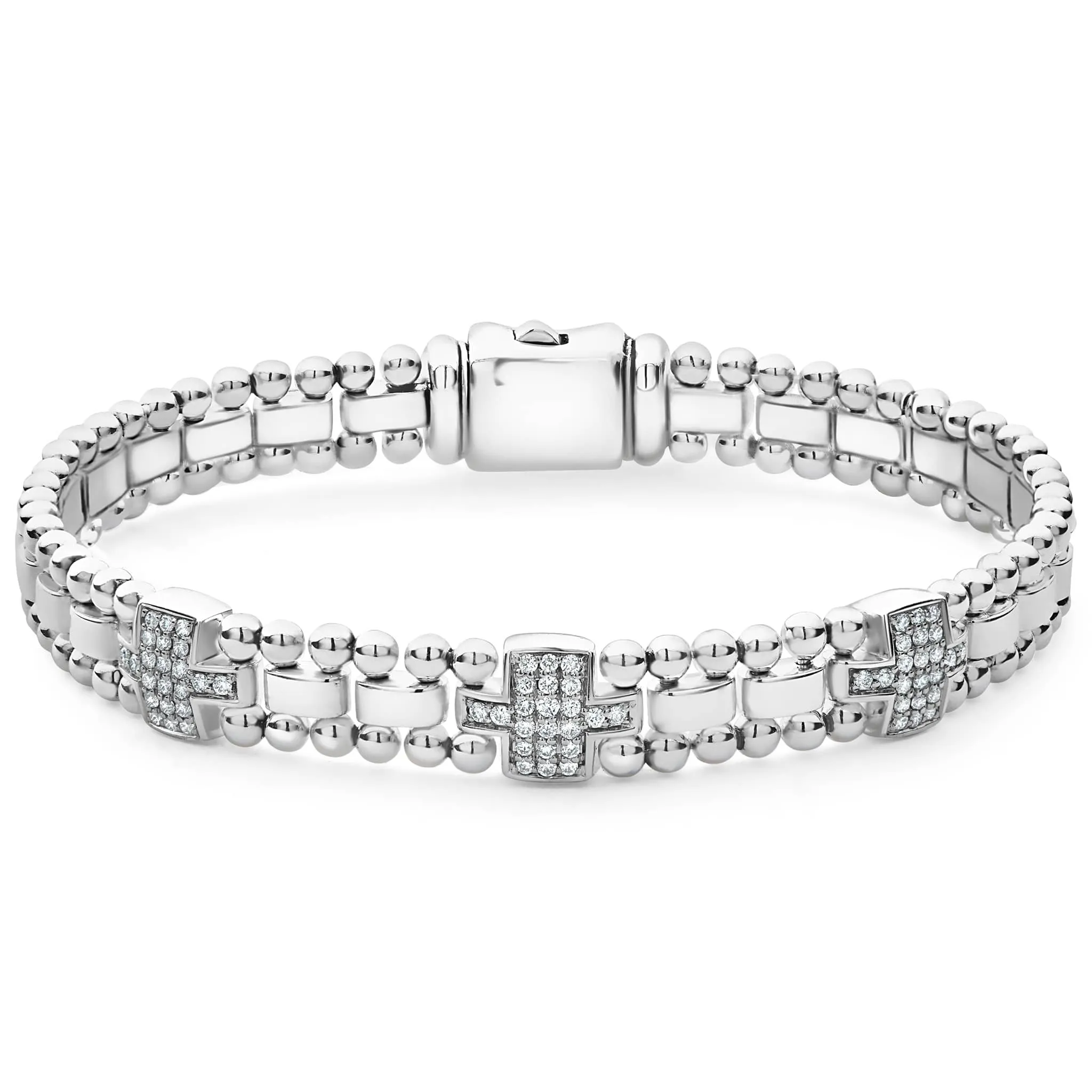 Caviar Spark Three Station Diamond Link Bracelet