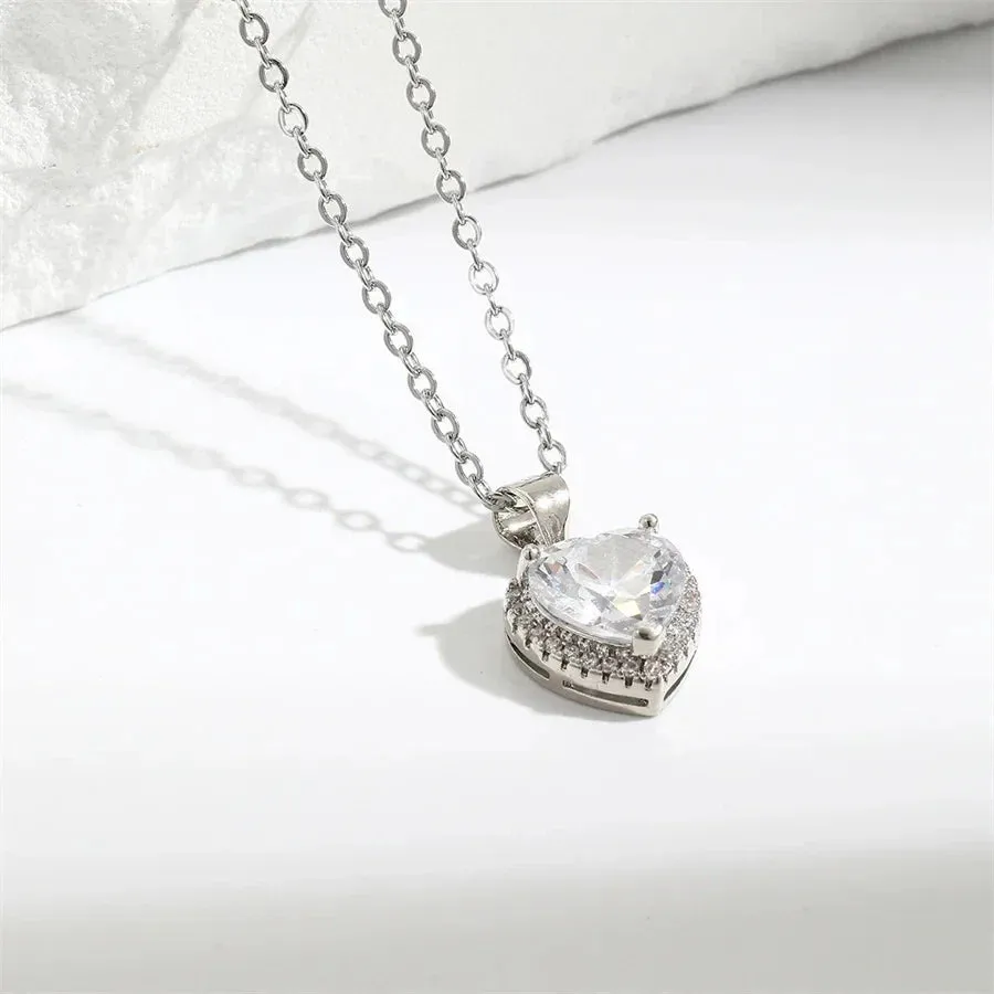 CC Heart Rings for Women Silver Color Wedding Engagement Bridal Jewelry Cubic Zirconia Stone