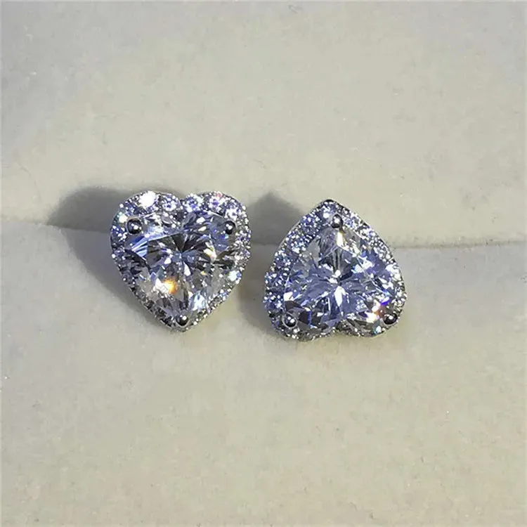 CC Heart Rings for Women Silver Color Wedding Engagement Bridal Jewelry Cubic Zirconia Stone