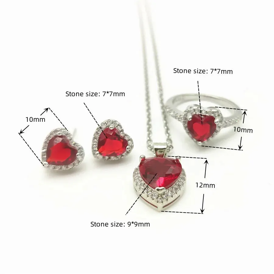 CC Heart Rings for Women Silver Color Wedding Engagement Bridal Jewelry Cubic Zirconia Stone