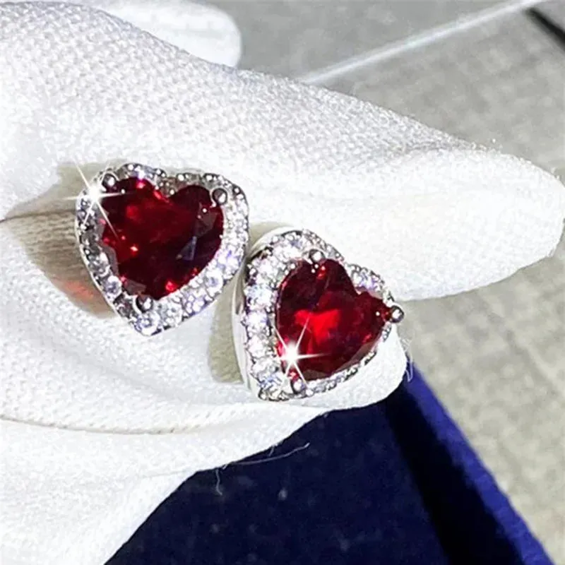CC Heart Rings for Women Silver Color Wedding Engagement Bridal Jewelry Cubic Zirconia Stone
