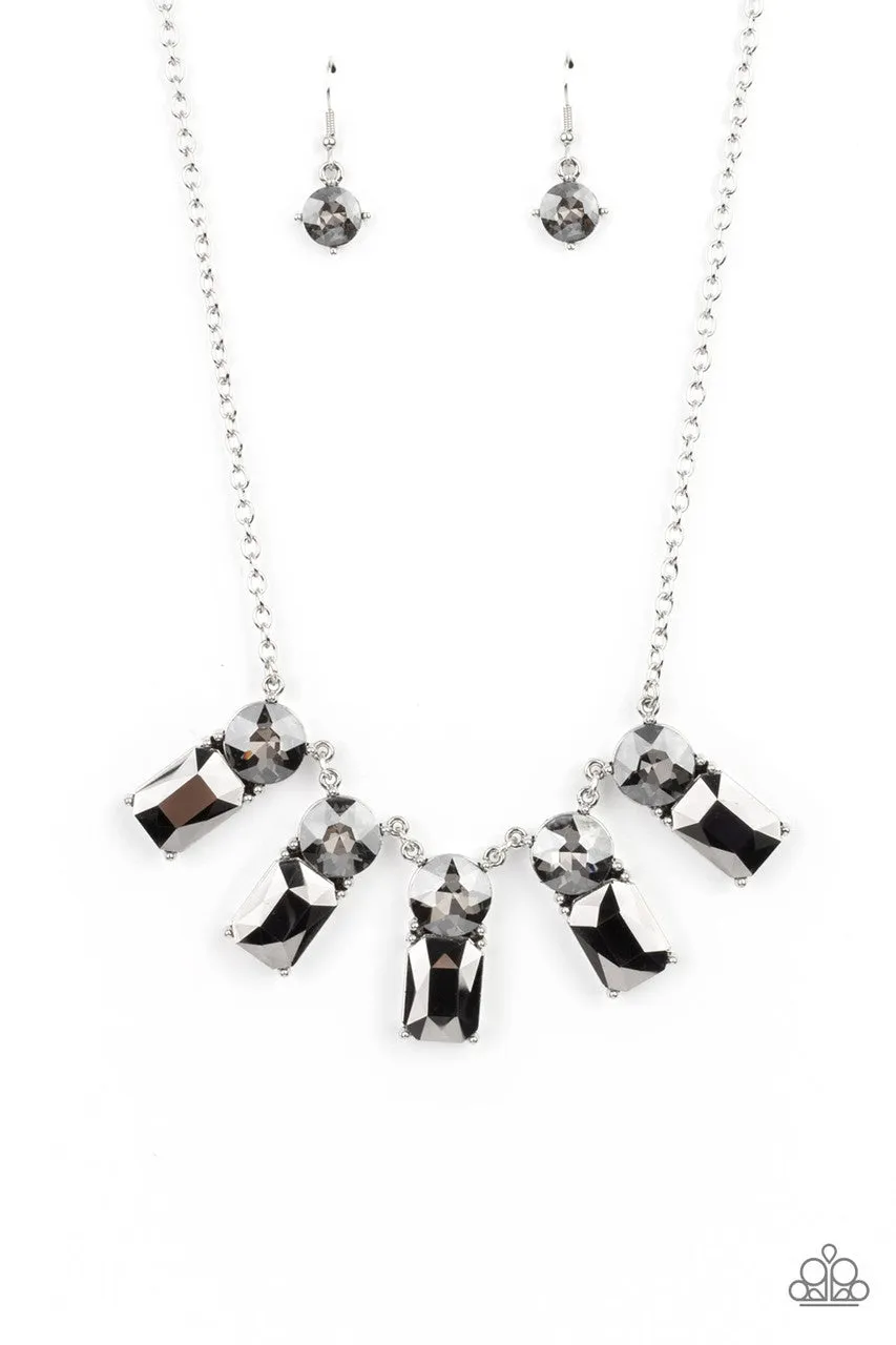 Celestial Royal - Silver - Hematite Gem Paparazzi Short Necklace - 2021 Celebrate Convention Exclusive