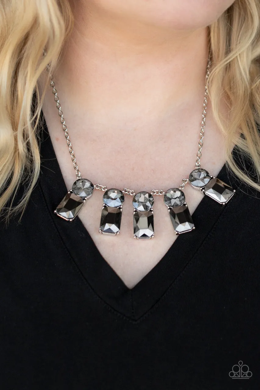 Celestial Royal - Silver - Hematite Gem Paparazzi Short Necklace - 2021 Celebrate Convention Exclusive