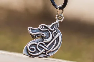 Celtic Wolf Knotwork Sterling Silver Animal Pendant