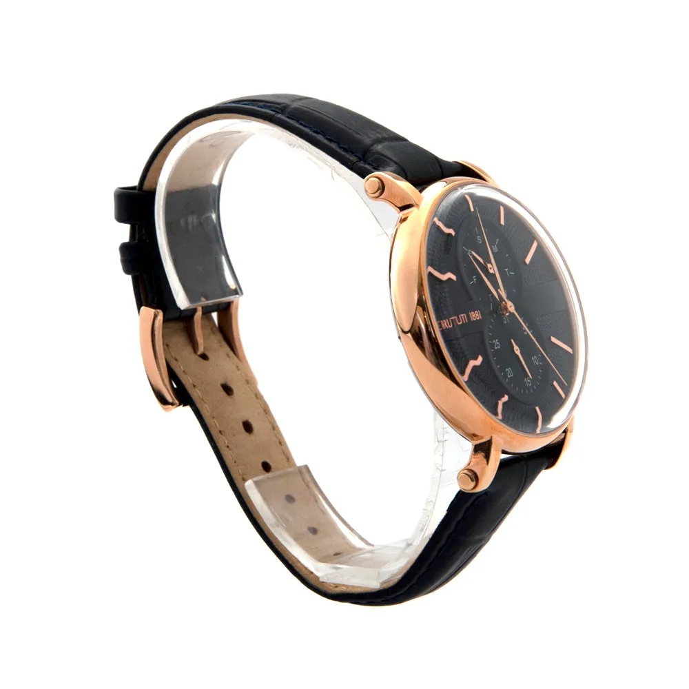 Cerruti Men's Watch With Blue Dial And Blue Leather Strap