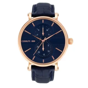 Cerruti Men's Watch With Blue Dial And Blue Leather Strap