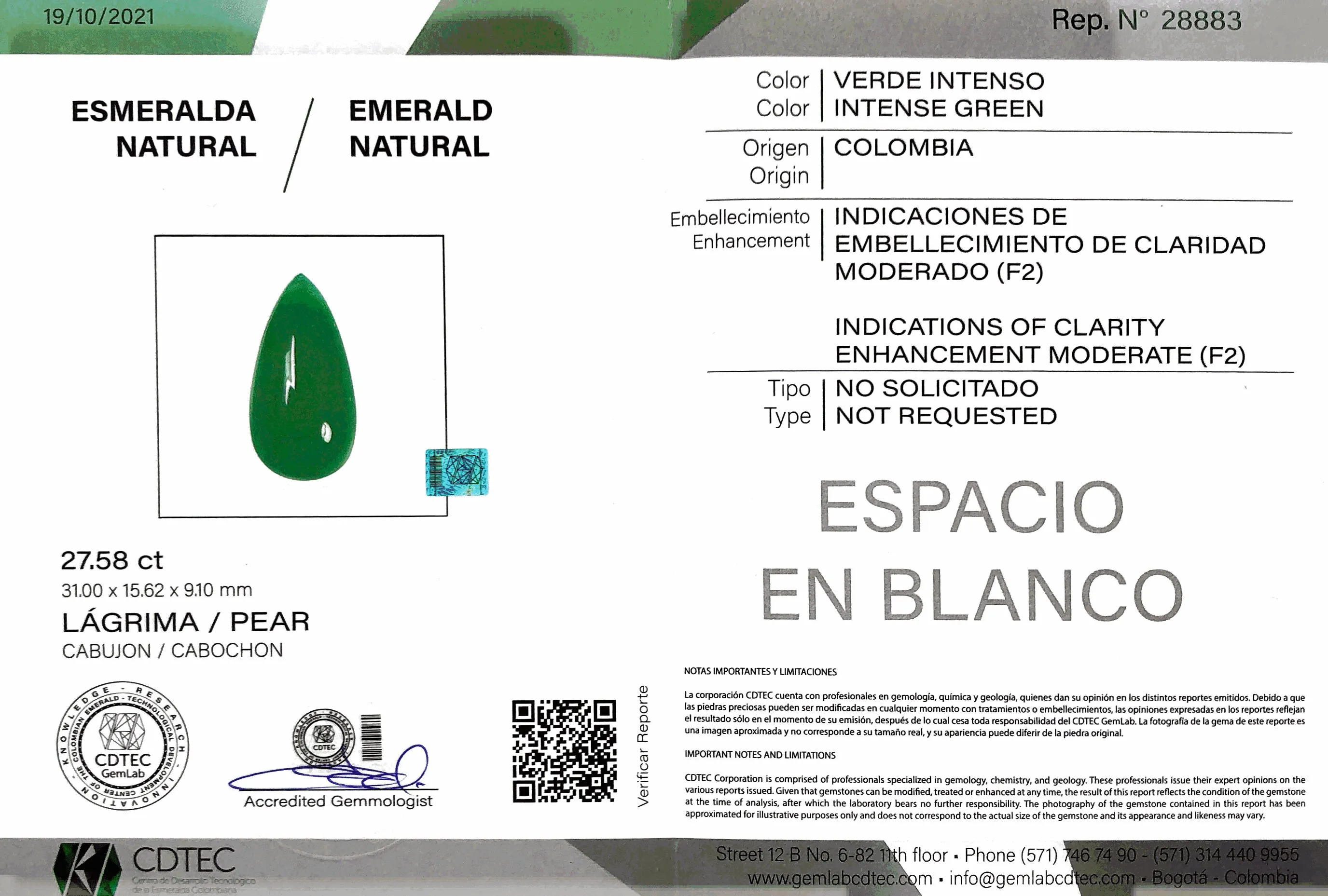 Certified Pear-Shaped Colombian Emerald and Diamond Earrings 18K