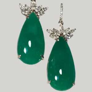 Certified Pear-Shaped Colombian Emerald and Diamond Earrings 18K