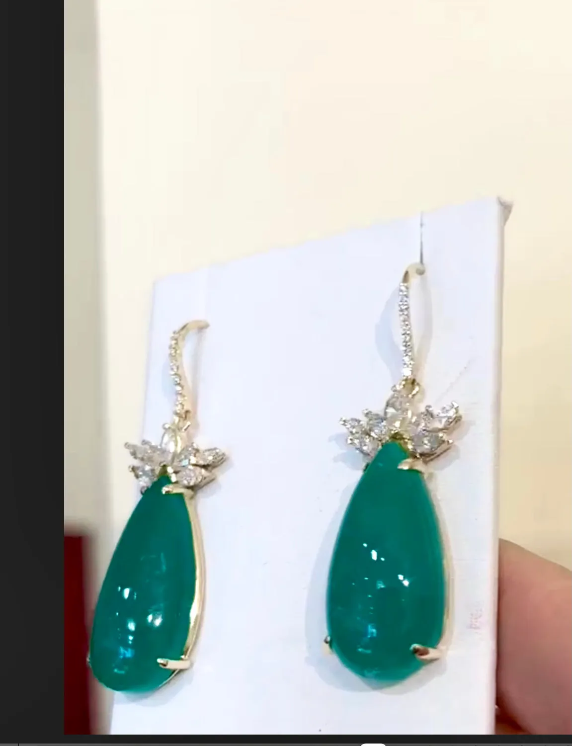 Certified Pear-Shaped Colombian Emerald and Diamond Earrings 18K