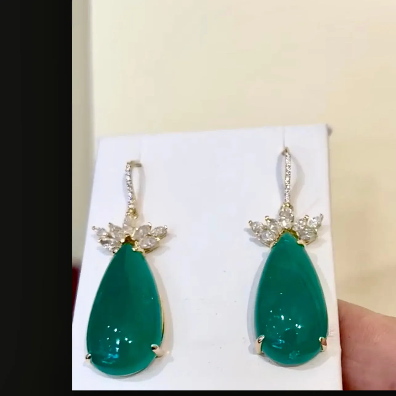 Certified Pear-Shaped Colombian Emerald and Diamond Earrings 18K