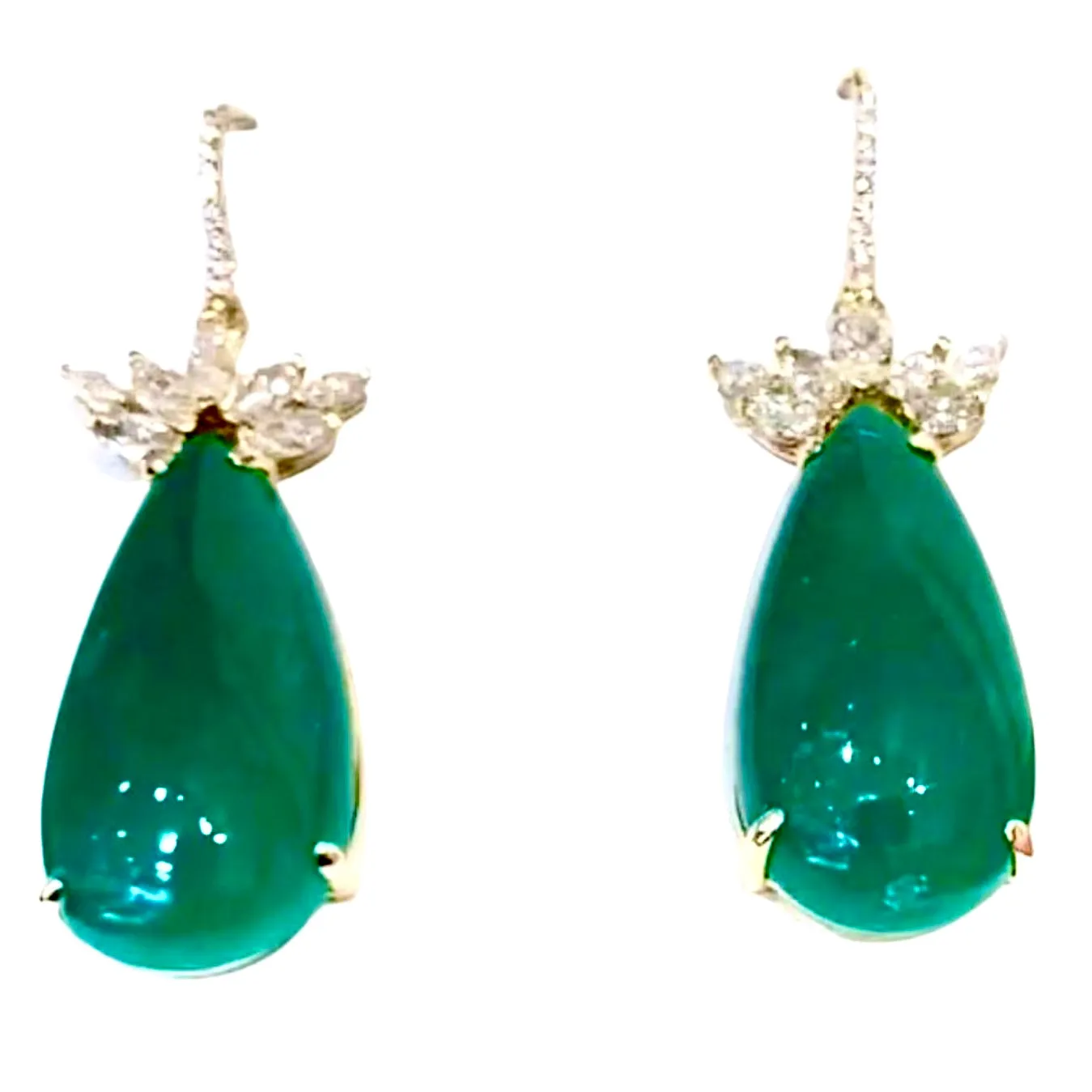 Certified Pear-Shaped Colombian Emerald and Diamond Earrings 18K