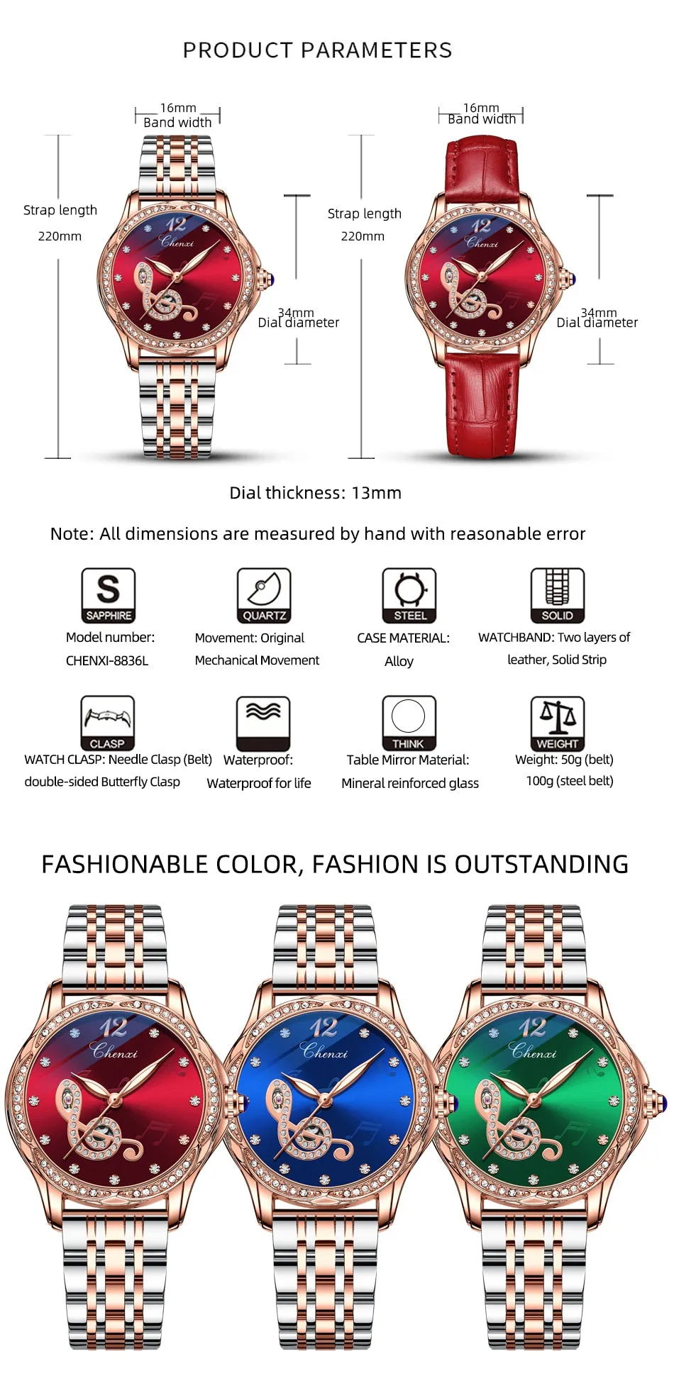 CHENXI Fashion Women Skeleton Watches Luxury Brand Mechanical Automatic Watch Stainless Steel Business Waterproof Wrist Watches