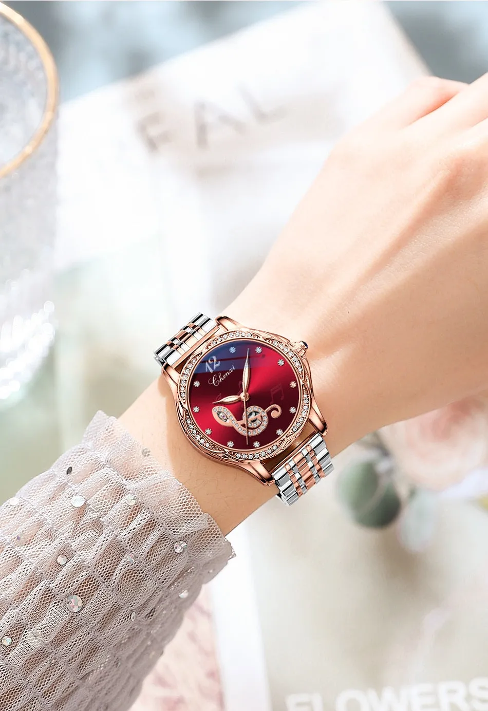 CHENXI Fashion Women Skeleton Watches Luxury Brand Mechanical Automatic Watch Stainless Steel Business Waterproof Wrist Watches