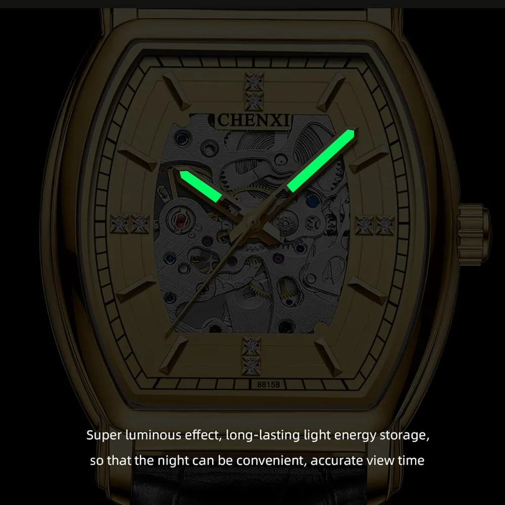 CHENXI Gold Mechanical Automatic Watches For Men Skeleton Waterproof Clock Luxury Brand Business Wristwatch Relogio Masculino