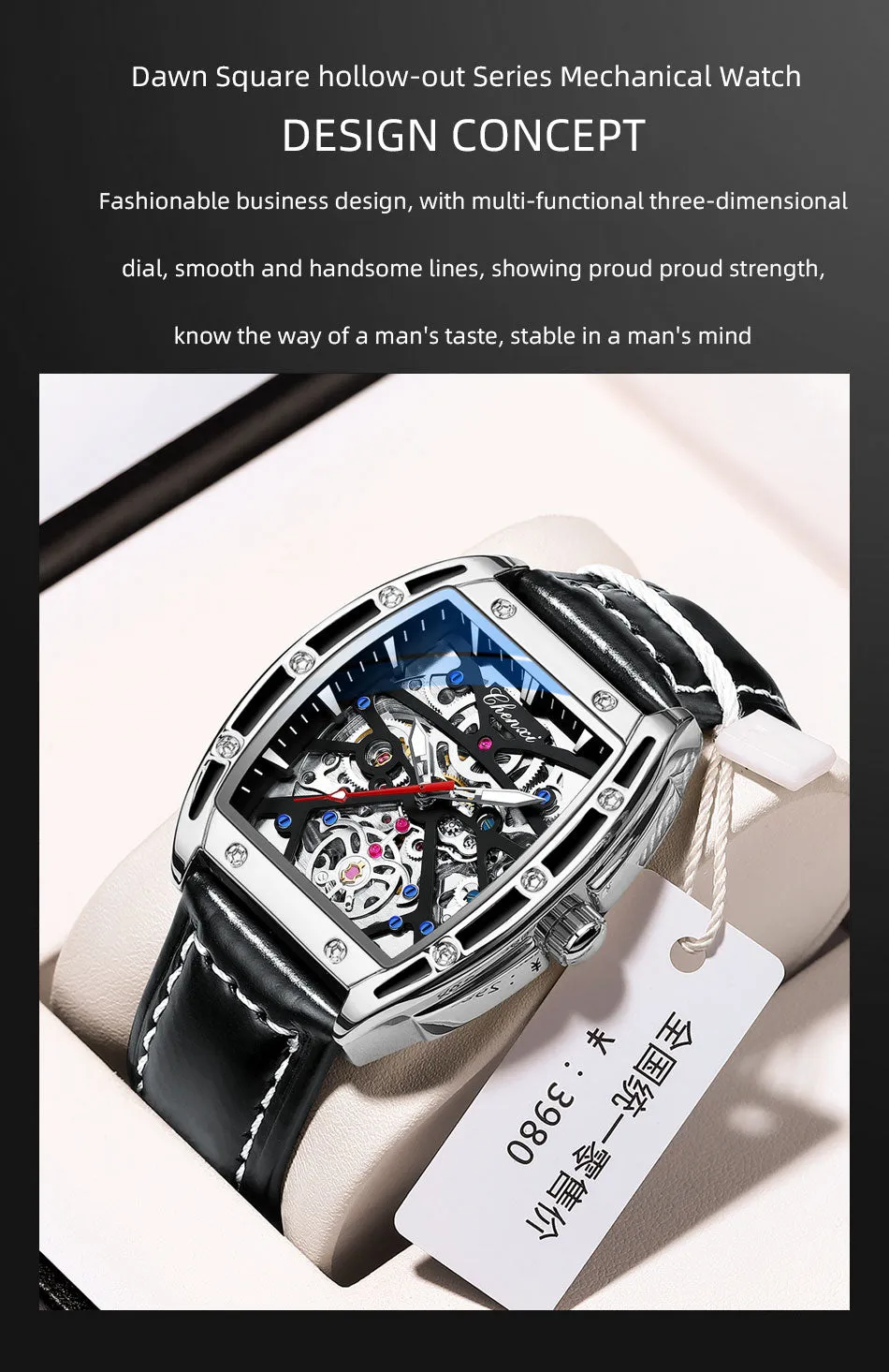 CHENXI New 2022 Mechanical Men Sport Watch Top Brand Waterproof Luxury Skeleton Mens Automatic Wrist Watches Leather Clock