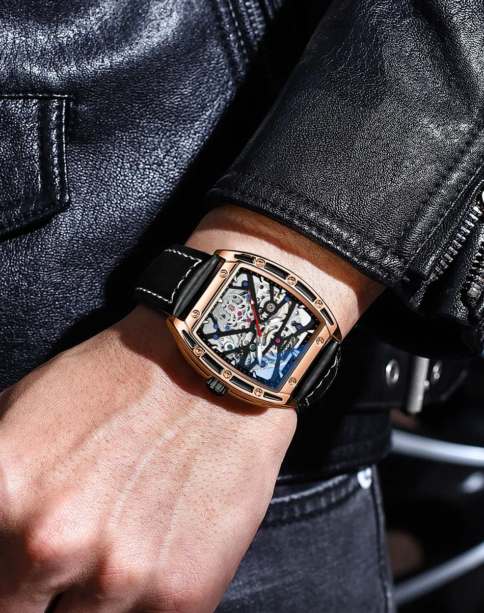 CHENXI New 2022 Mechanical Men Sport Watch Top Brand Waterproof Luxury Skeleton Mens Automatic Wrist Watches Leather Clock