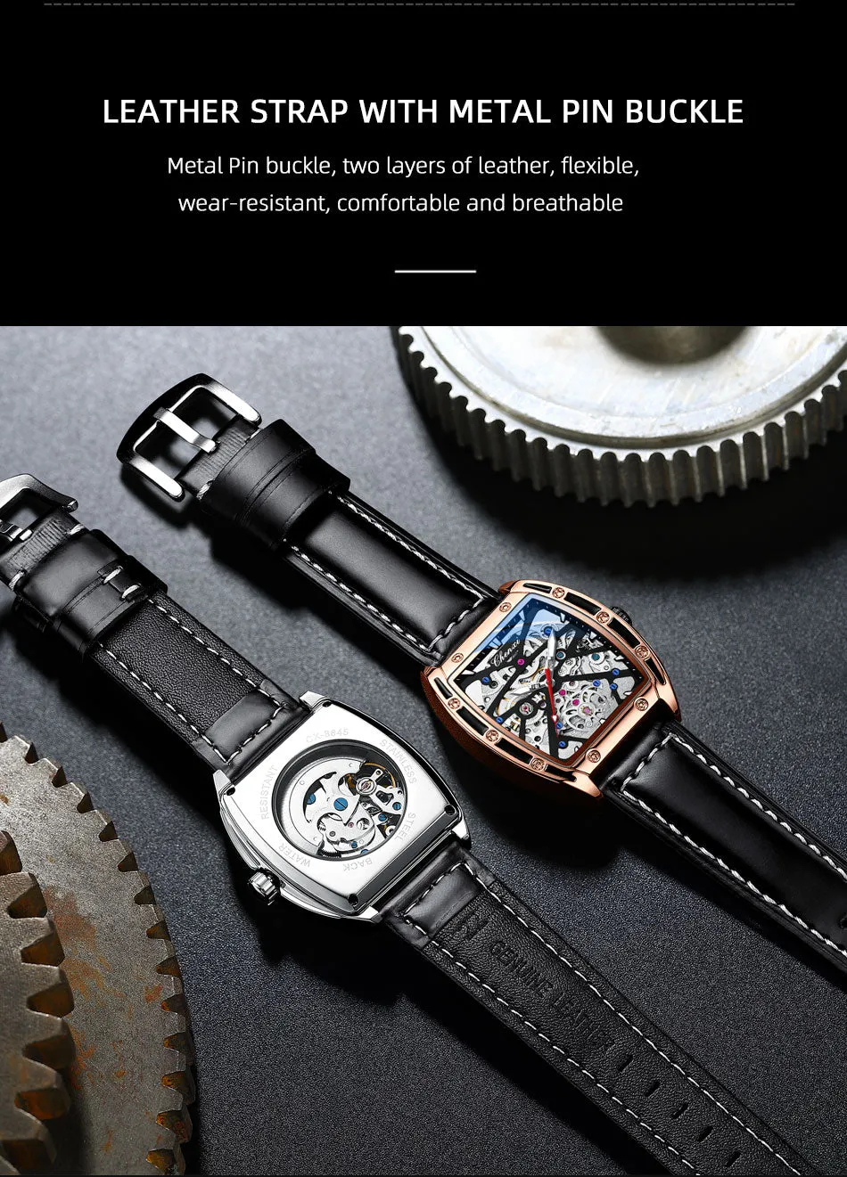 CHENXI New 2022 Mechanical Men Sport Watch Top Brand Waterproof Luxury Skeleton Mens Automatic Wrist Watches Leather Clock
