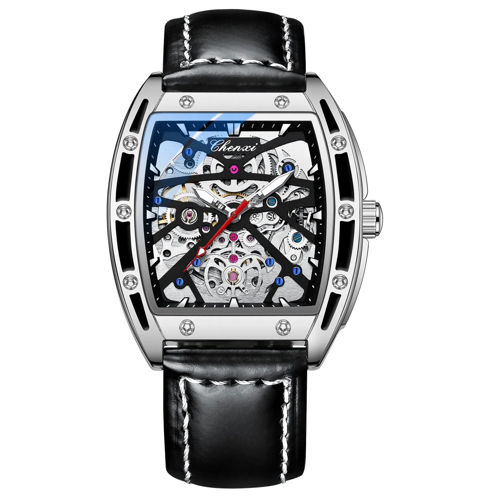 CHENXI New 2022 Mechanical Men Sport Watch Top Brand Waterproof Luxury Skeleton Mens Automatic Wrist Watches Leather Clock
