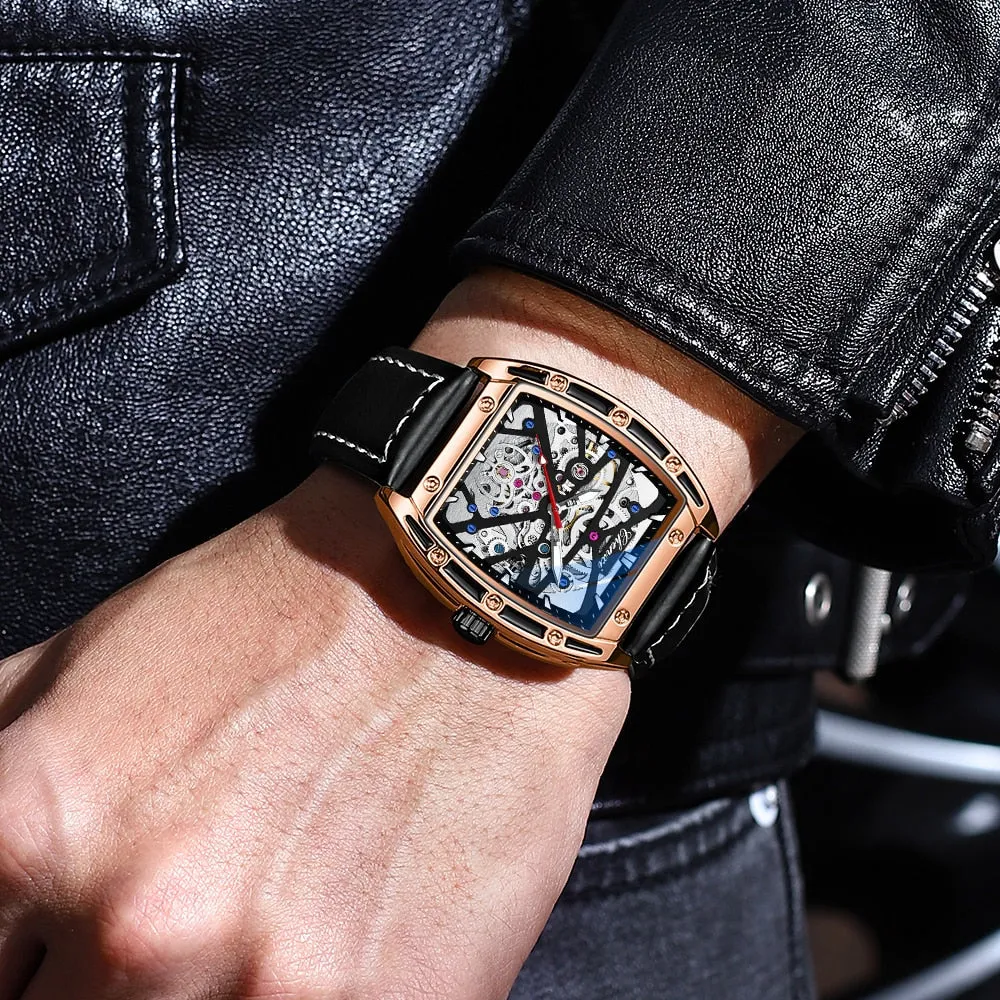 CHENXI New 2022 Mechanical Men Sport Watch Top Brand Waterproof Luxury Skeleton Mens Automatic Wrist Watches Leather Clock