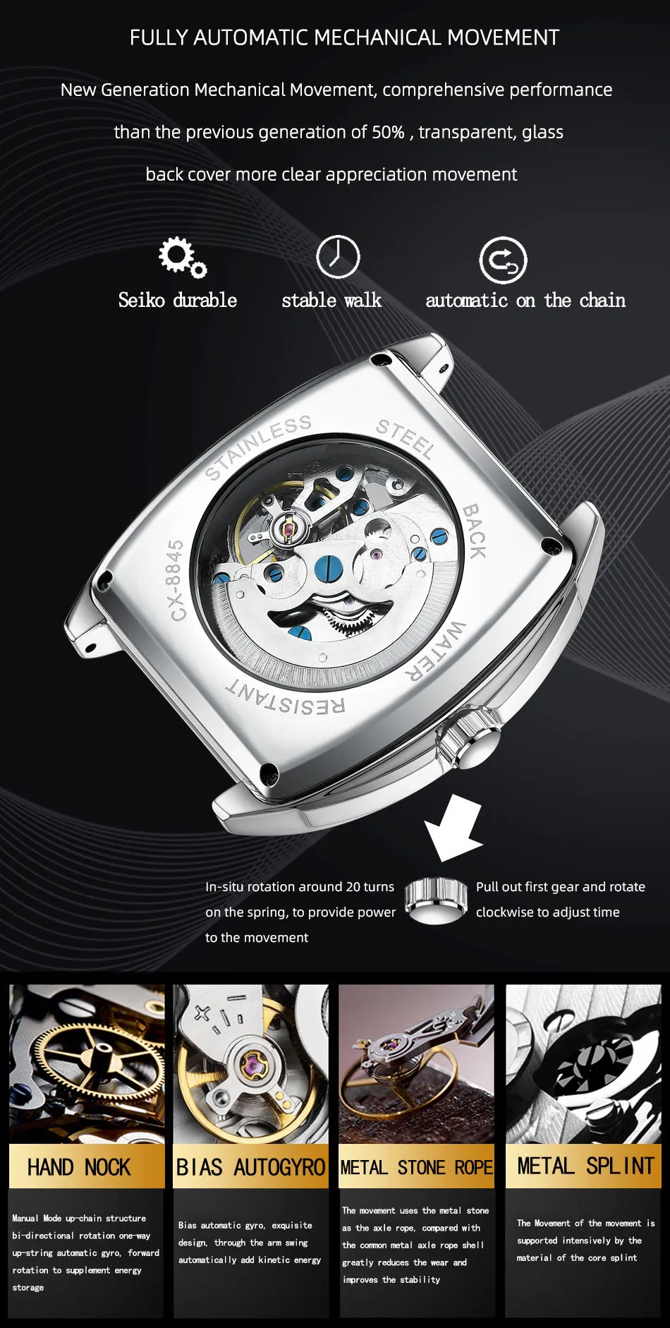 CHENXI New 2022 Mechanical Men Sport Watch Top Brand Waterproof Luxury Skeleton Mens Automatic Wrist Watches Leather Clock