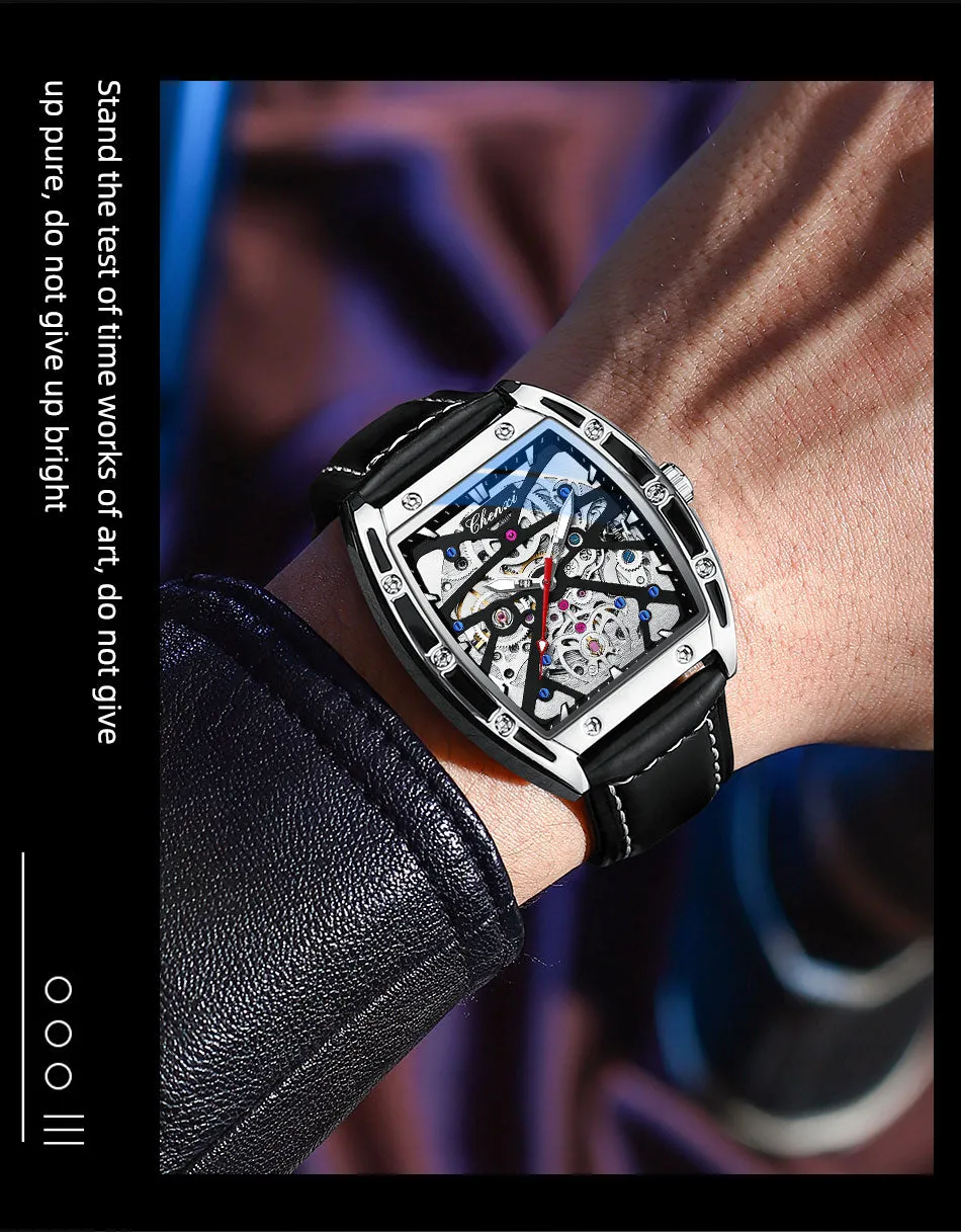 CHENXI New 2022 Mechanical Men Sport Watch Top Brand Waterproof Luxury Skeleton Mens Automatic Wrist Watches Leather Clock