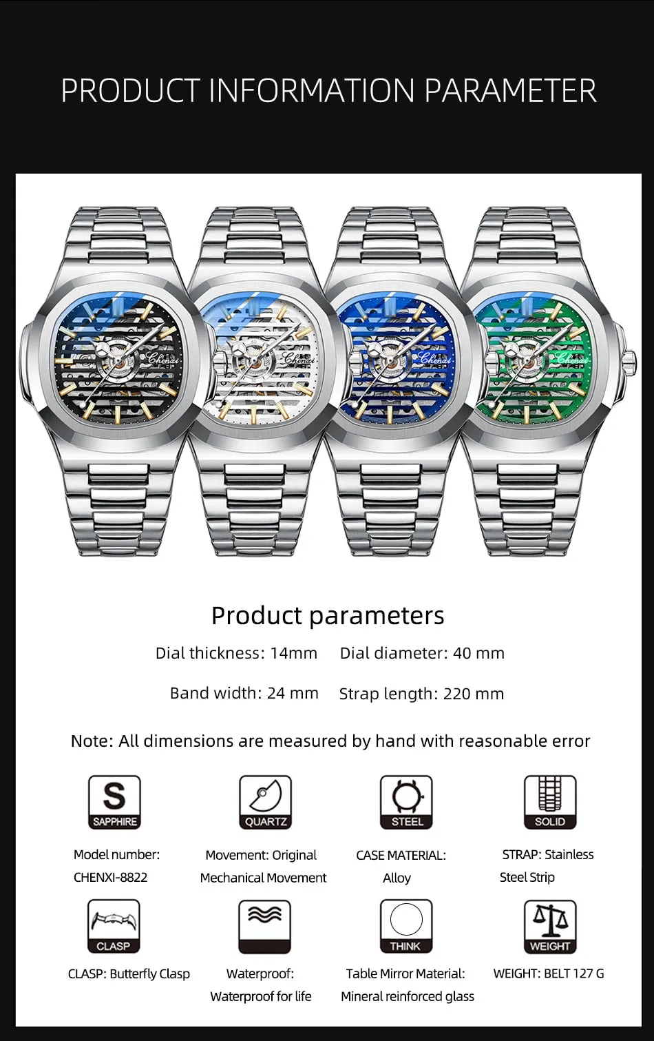 CHENXI New Automatic Mechanical Watch Men Clock Top Luxury Brand Skeleton Tourbillon Watches Waterproof Luminous Wristwatches